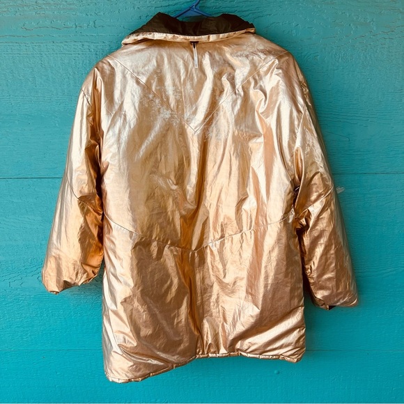 FREE PEOPLE Reversible Puffer Olive Green Metallic Rose Gold OVERSIZED - Picture 11 of 15